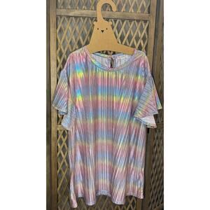 J.Crew Crewcuts Girls Metallic Rainbow Shirt sz 16